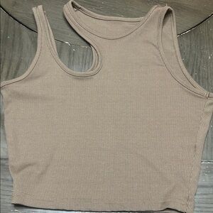Women's Tan Ribbed Tank Top